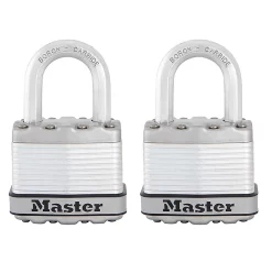 Castorama Lot De 2 Cadenas à Clé Master Lock Excell M1EURT Acier Laminé L.45 Mm Hauteur De L'anse 24 Mm